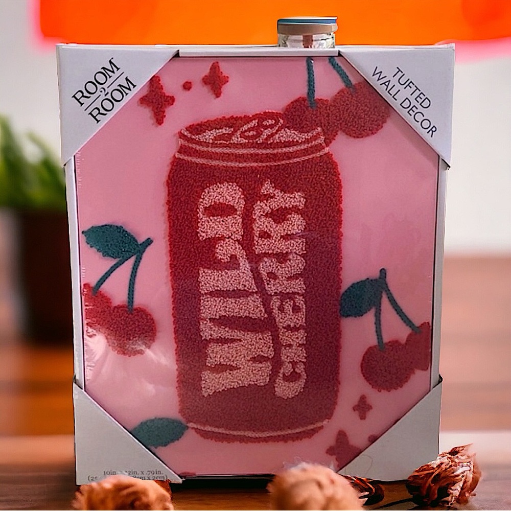 Wild Cherry Fruit Tufted Wall Art Decor 10” x 12”